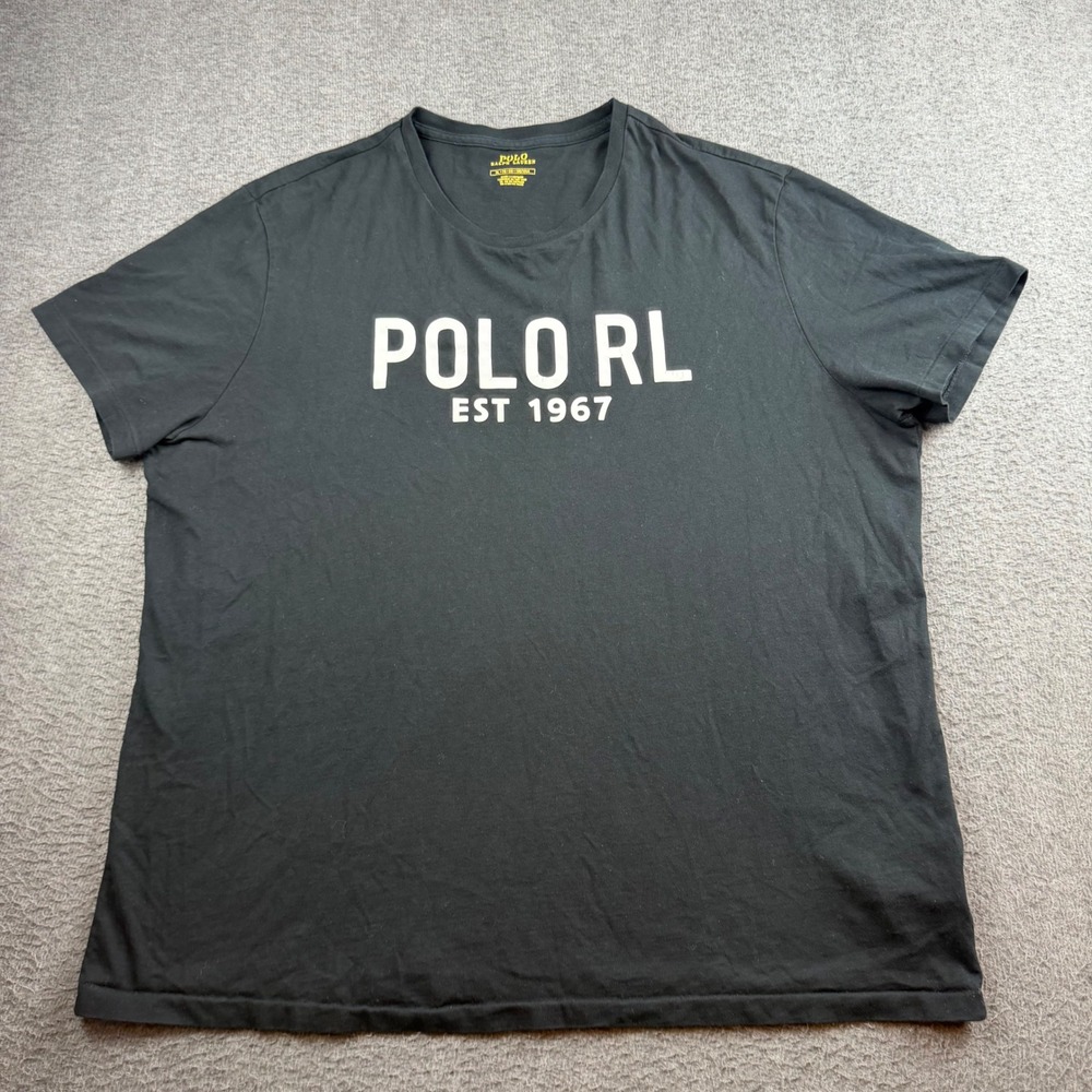 Polo Ralph Lauren T-Shirt Men's XL Black Graphic EST 1967 Short Sleeve Tee